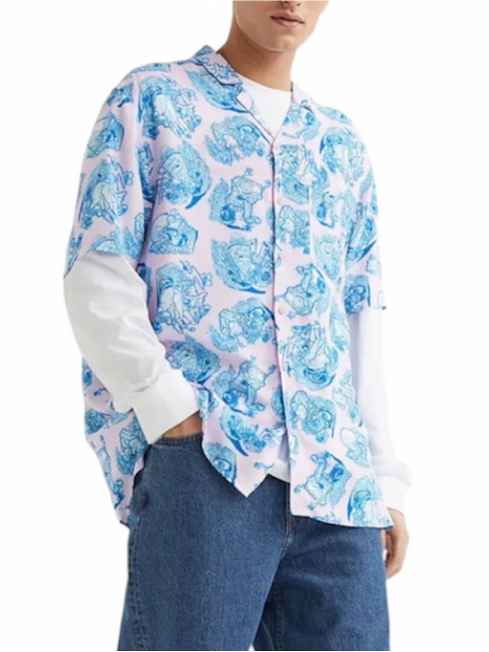 H&M SpongeBob SquarePants Hawaiian Relaxed Fit Shirt